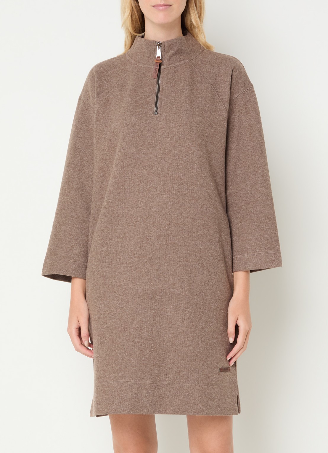 Moscow Mini trui-jurk met halve rits - detail donkerbeige