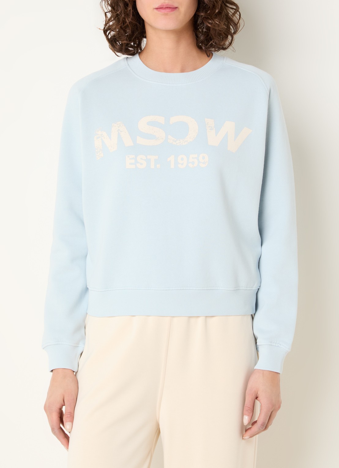 Moscow Pepper sweater met logoprint - detail lichtblauw
