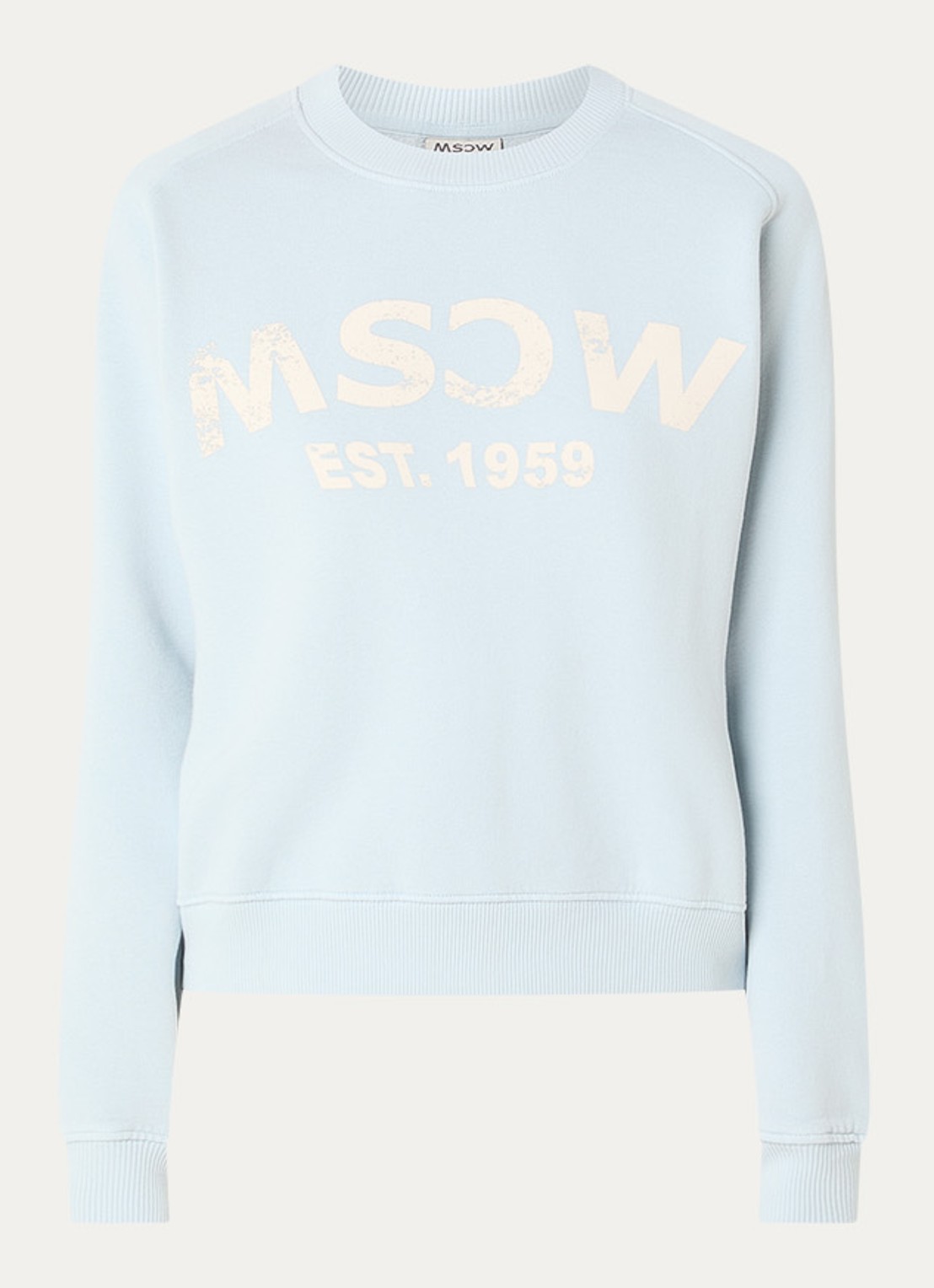 Moscow Pepper sweater met logoprint - voorkant 3 lichtblauw