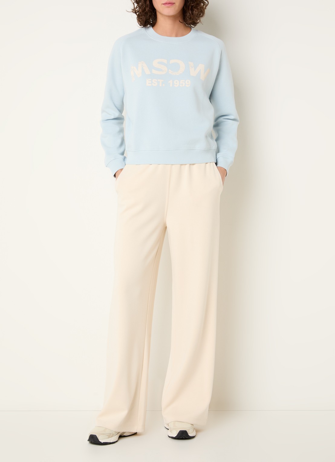 Moscow Pepper sweater met logoprint - voorkant 4 lichtblauw