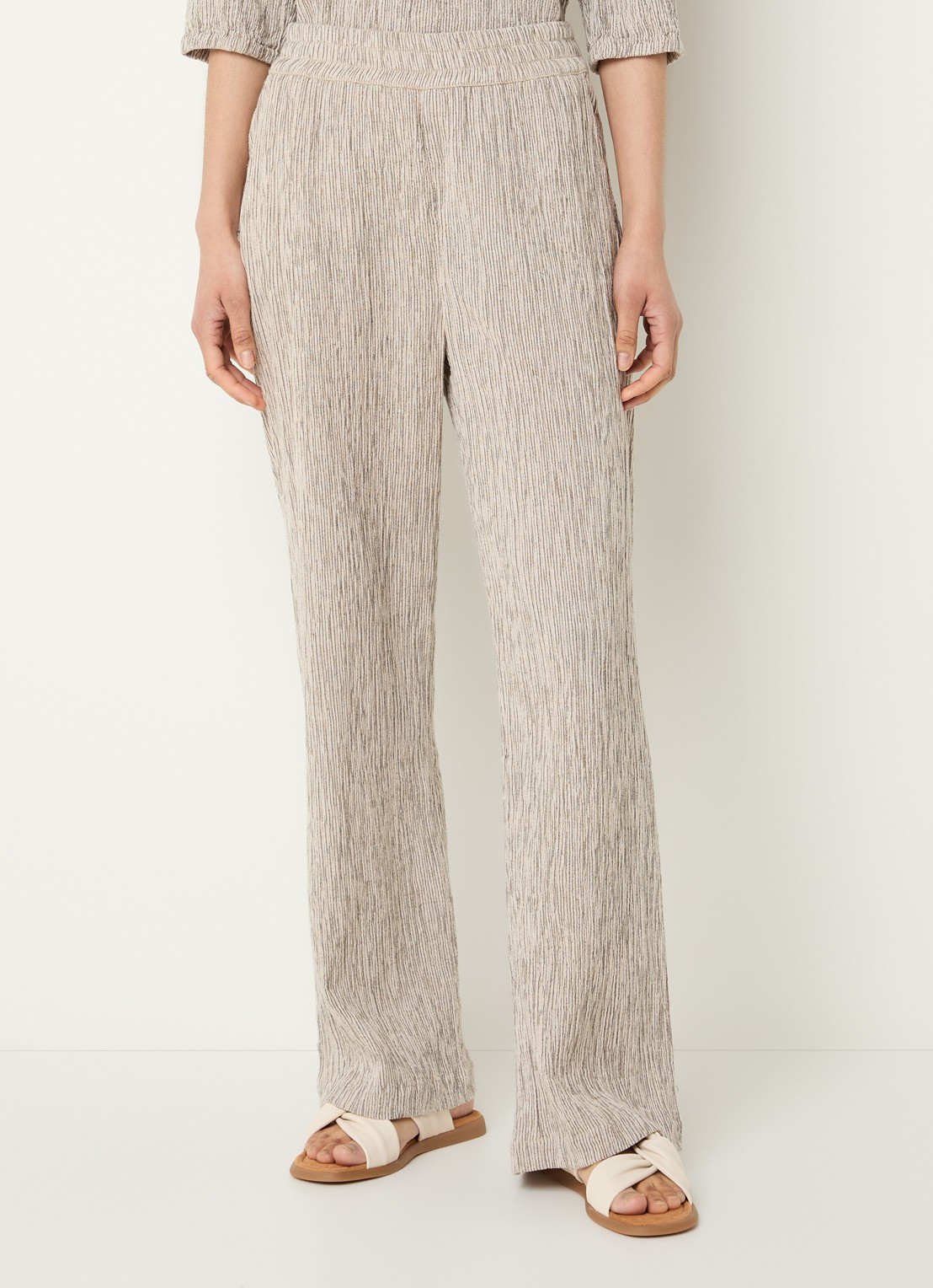 Moscow Percy high waist wide fit broek met steekzakken - detail 3 zand