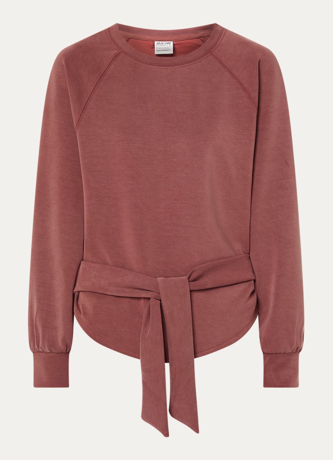 Moscow Romy sweater met strikceintuur - voorkant roodbruin