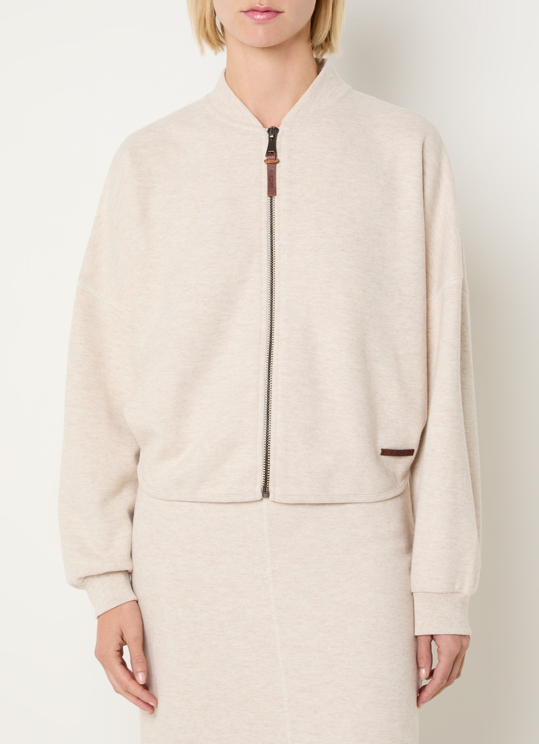 Moscow Saskia fijngebreid vest met opstaande kraag - detail creme