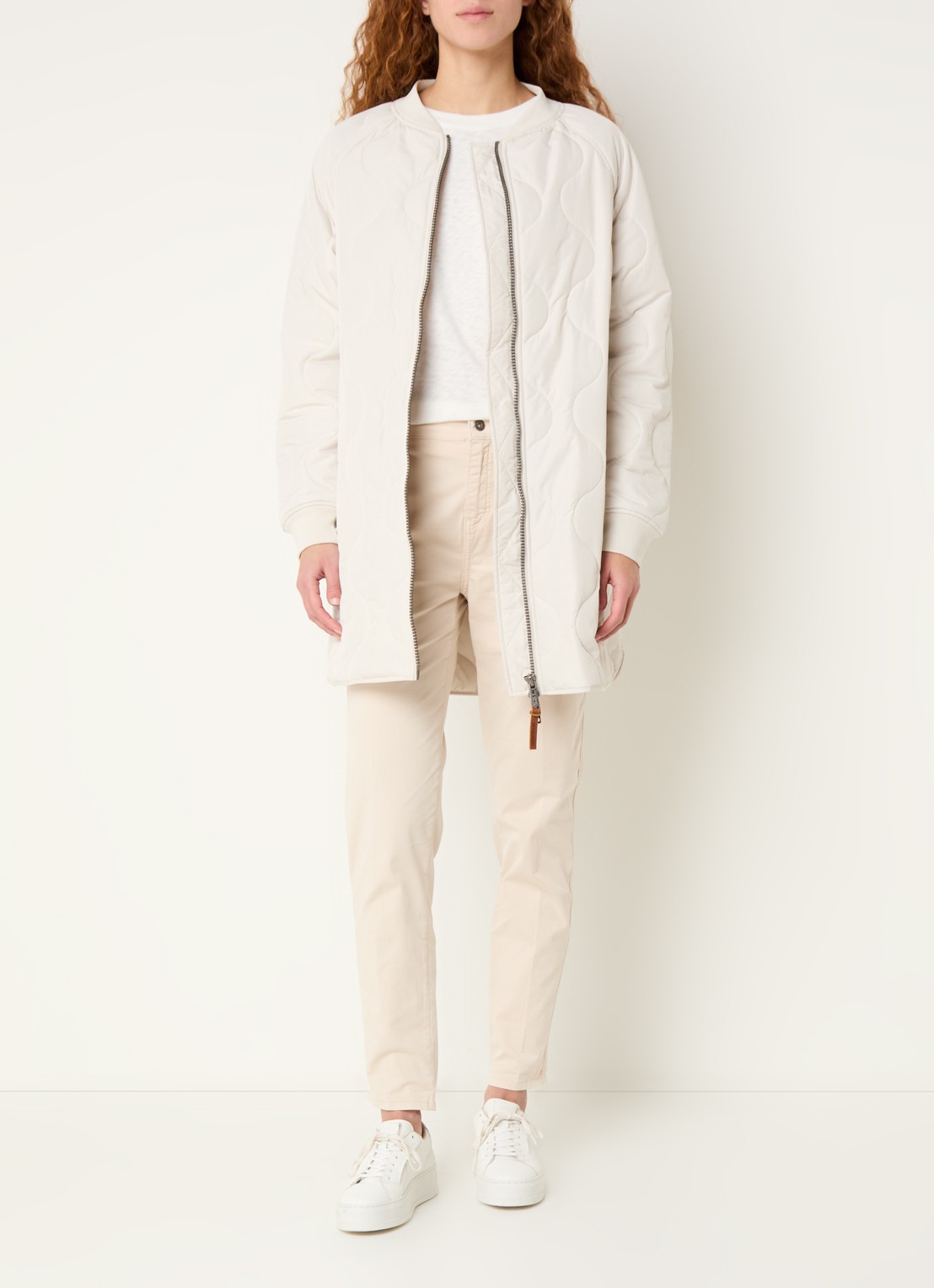 Moscow Swags quilted jas met afneembare capuchon - voorkant 2 creme