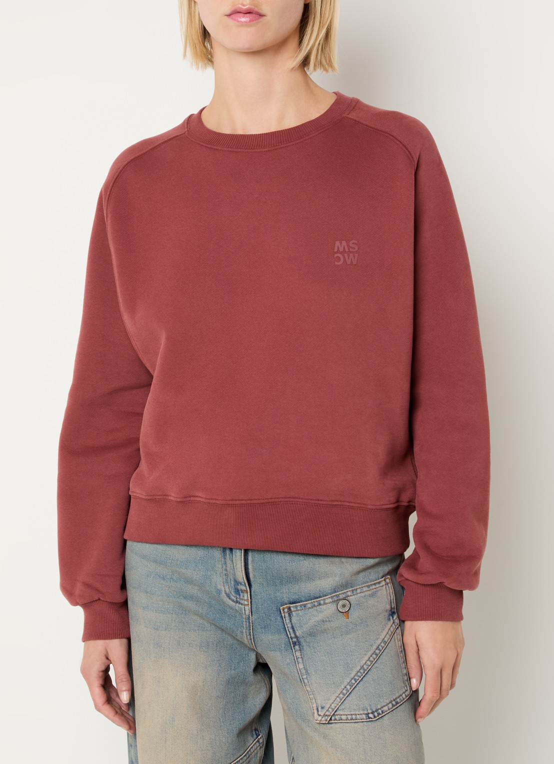 Moscow Sweater met logo- en backprint - achterkant 2 oranjerood