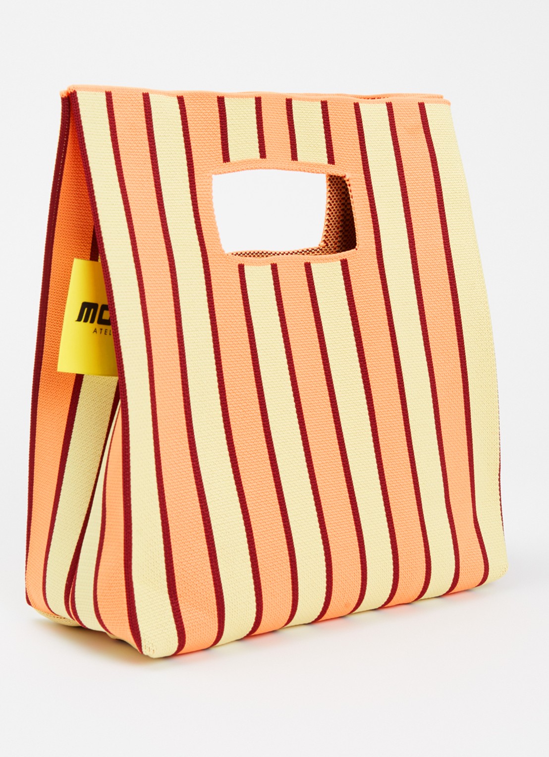 MOSJ Atelier Butter Bucket handtas met streepprint - achterkant 5 oranje