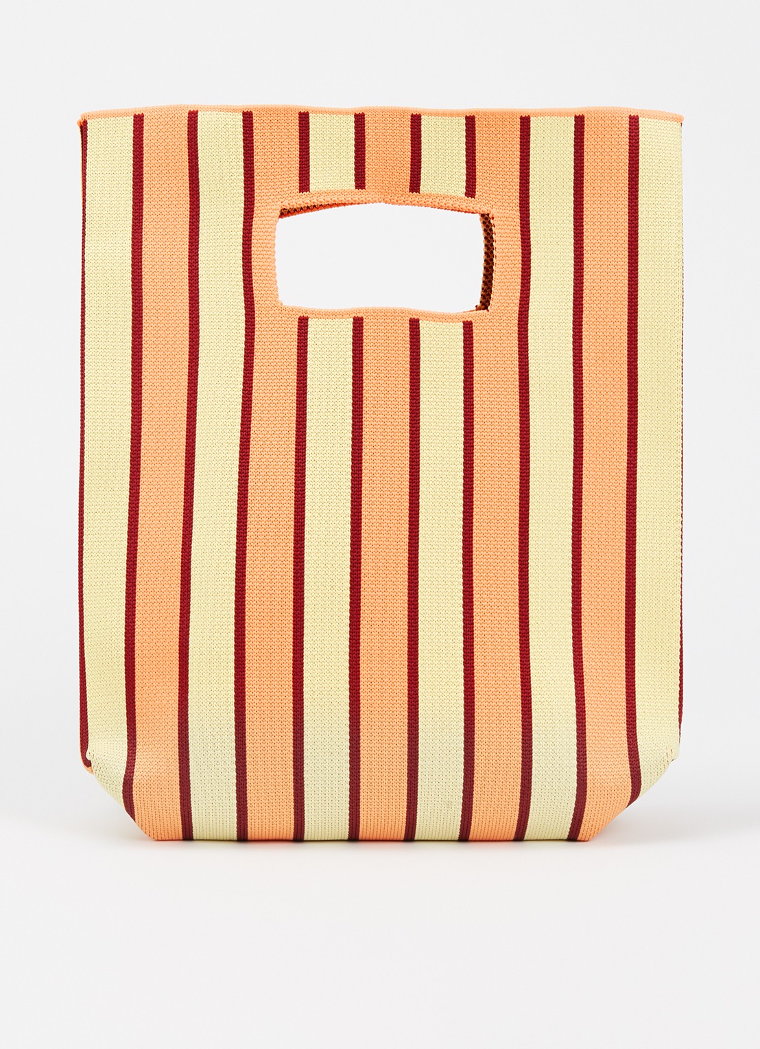 MOSJ Atelier Butter Bucket handtas met streepprint - voorkant oranje