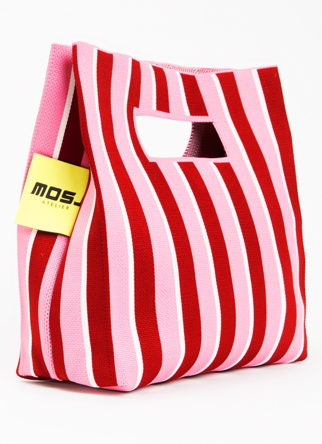 MOSJ Atelier Cherry handtas met streepprint - achterkant 2 roze