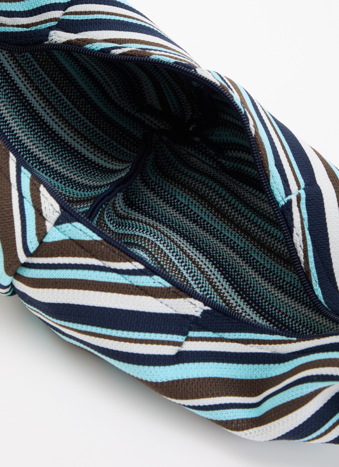 MOSJ Atelier Little Bobby City crossbodytas met streepprint en verstelbare schouderriem - detail 3 aquablauw