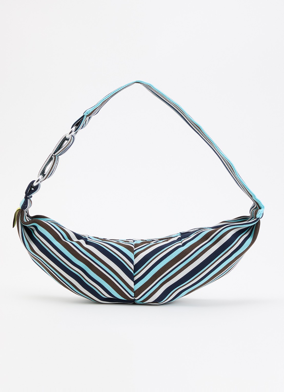 MOSJ Atelier Little Bobby City crossbodytas met streepprint en verstelbare schouderriem - voorkant 2 aquablauw