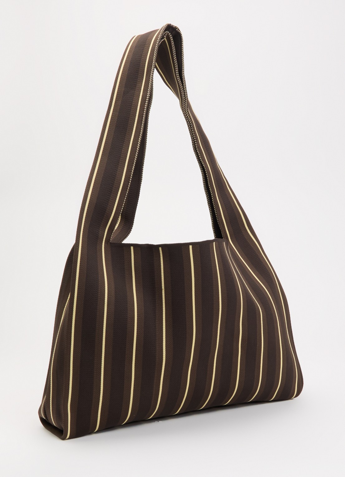 MOSJ Atelier Mocha Boxer shopper met streepprint en uiteembaar etui - achterkant 5 donkerbruin