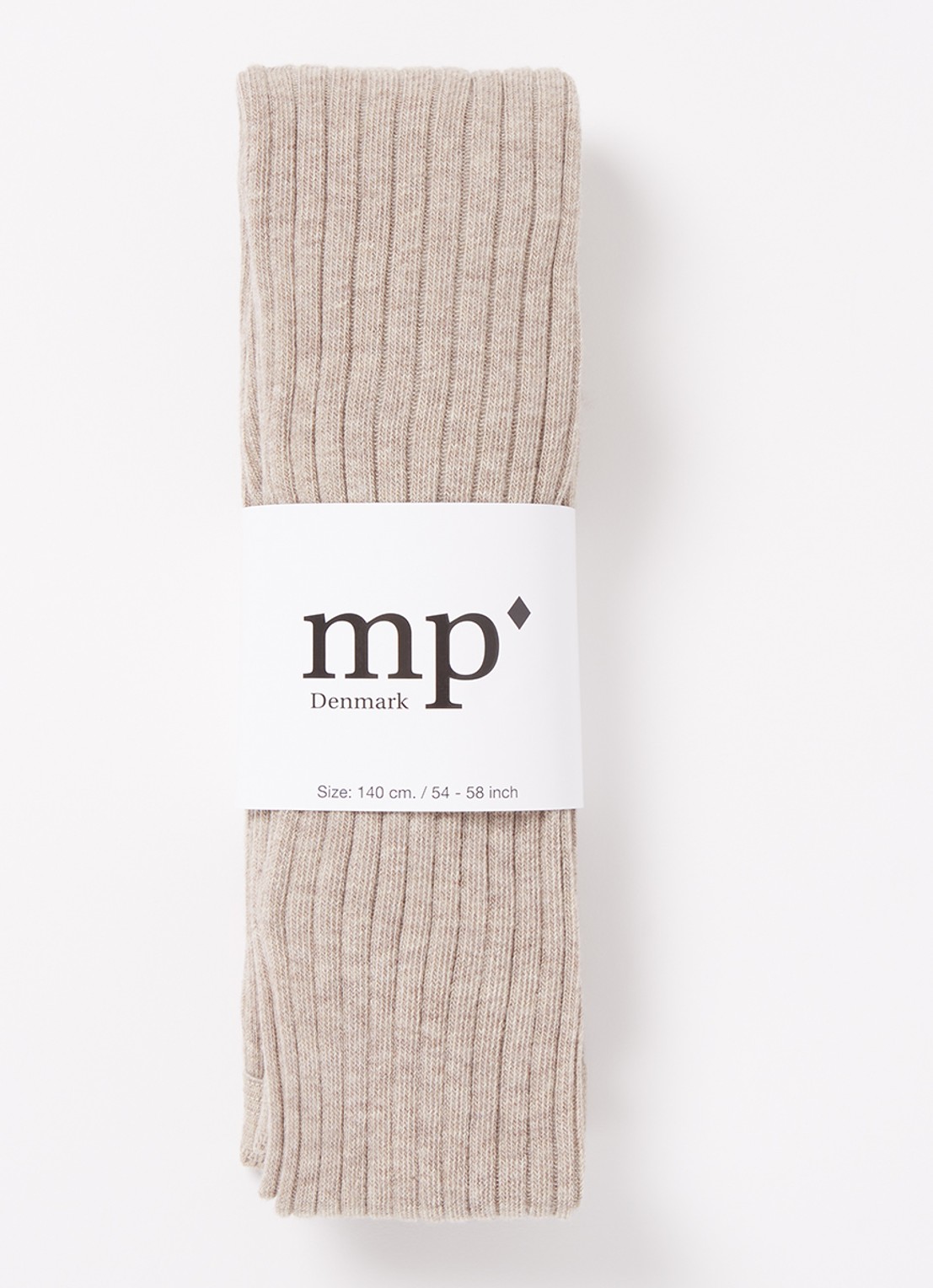 mp Denmark Ribgebreide maillot in katoenblend - voorkant donkerbeige
