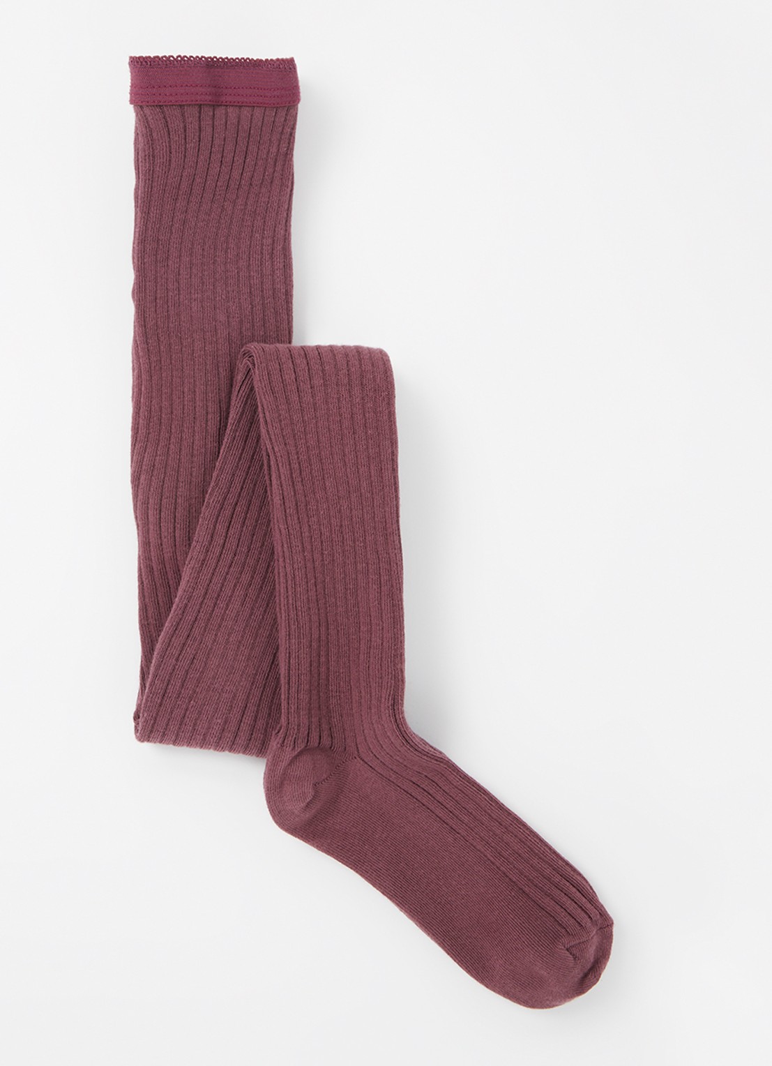 mp Denmark Ribgebreide maillot in katoenblend - voorkant aubergine