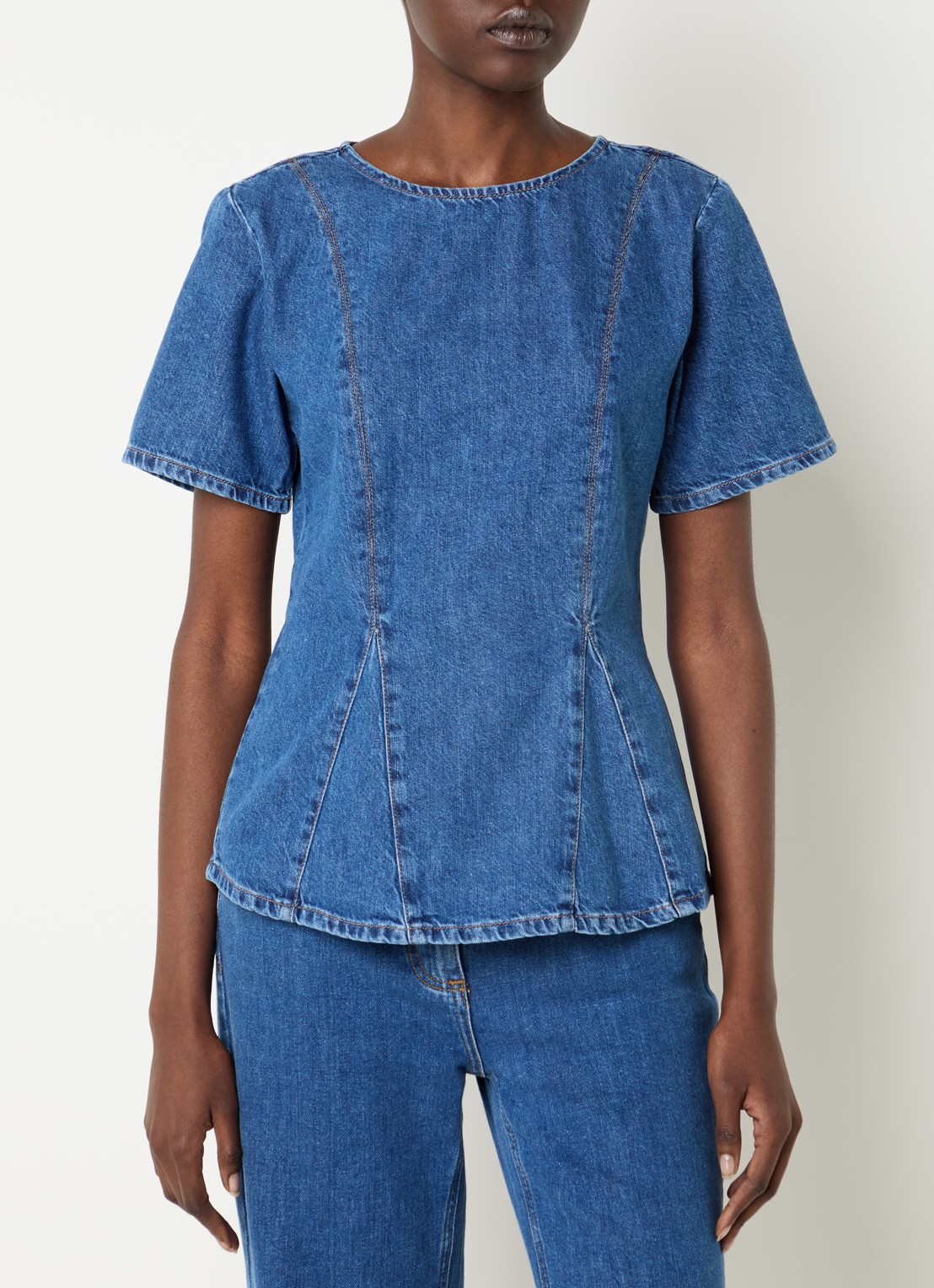 MSCH Copenhagen Alena top van chambray  - detail 4 indigo