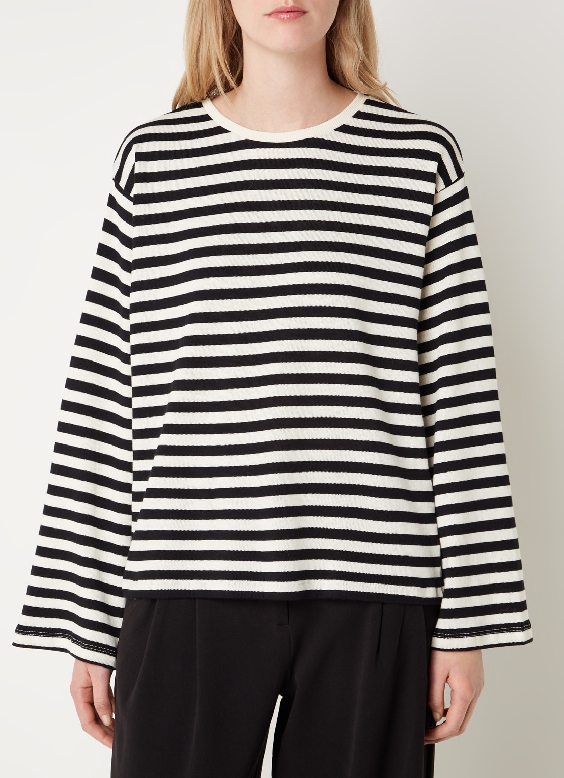 MSCH Copenhagen Bahara longsleeve met streepprint - detail zwart