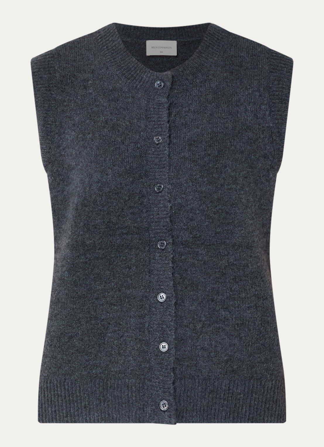 MSCH Copenhagen Bondie Hope fijngebreide vest in alpaca wolblend - voorkant donkergrijs