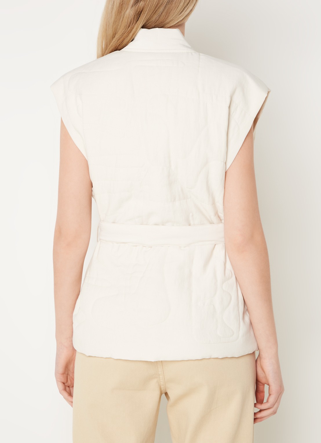 MSCH Copenhagen Edelmira gilet met strikceintuur - achterkant creme