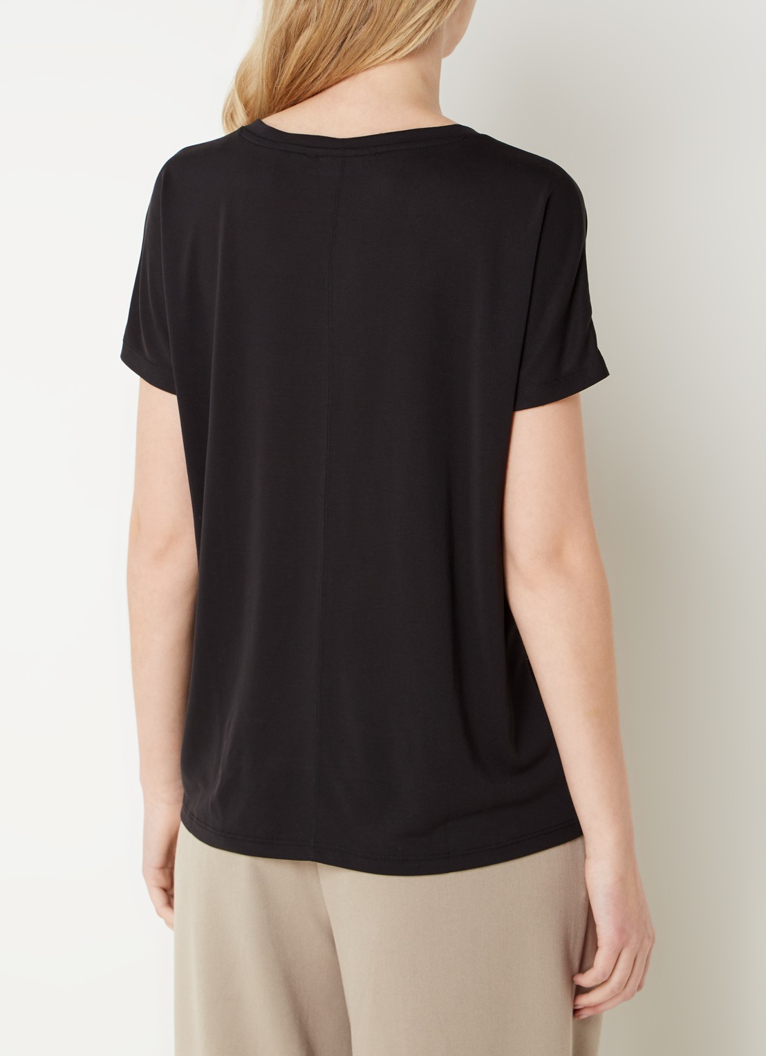 MSCH Copenhagen Fenya T-shirt met V-hals en stretch - achterkant 2 zwart