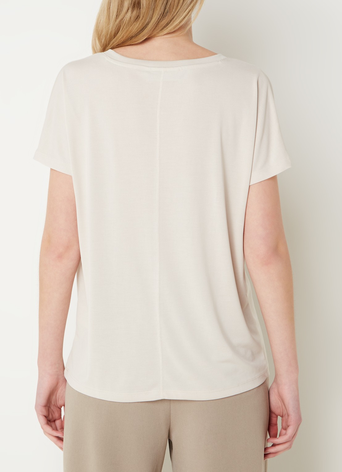 MSCH Copenhagen Fenya T-shirt met V-hals en stretch - achterkant 4 beige