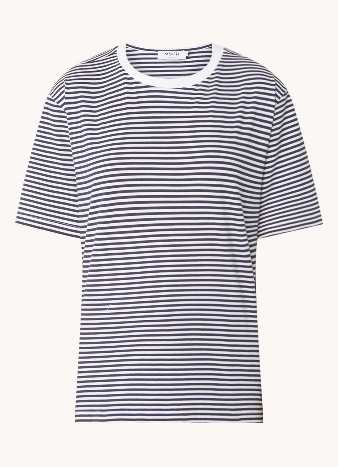 MSCH Copenhagen Hadrea T-shirt met streepprint - voorkant 2 zwart