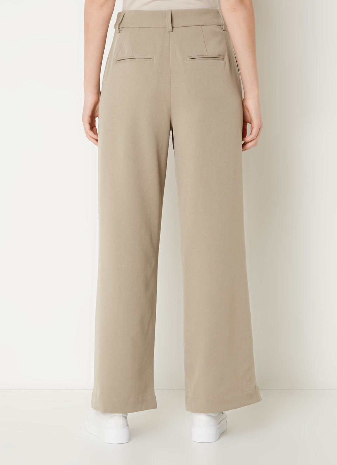 MSCH Copenhagen Henrika high waist wide fit pantalon met plooidetail - achterkant bruin