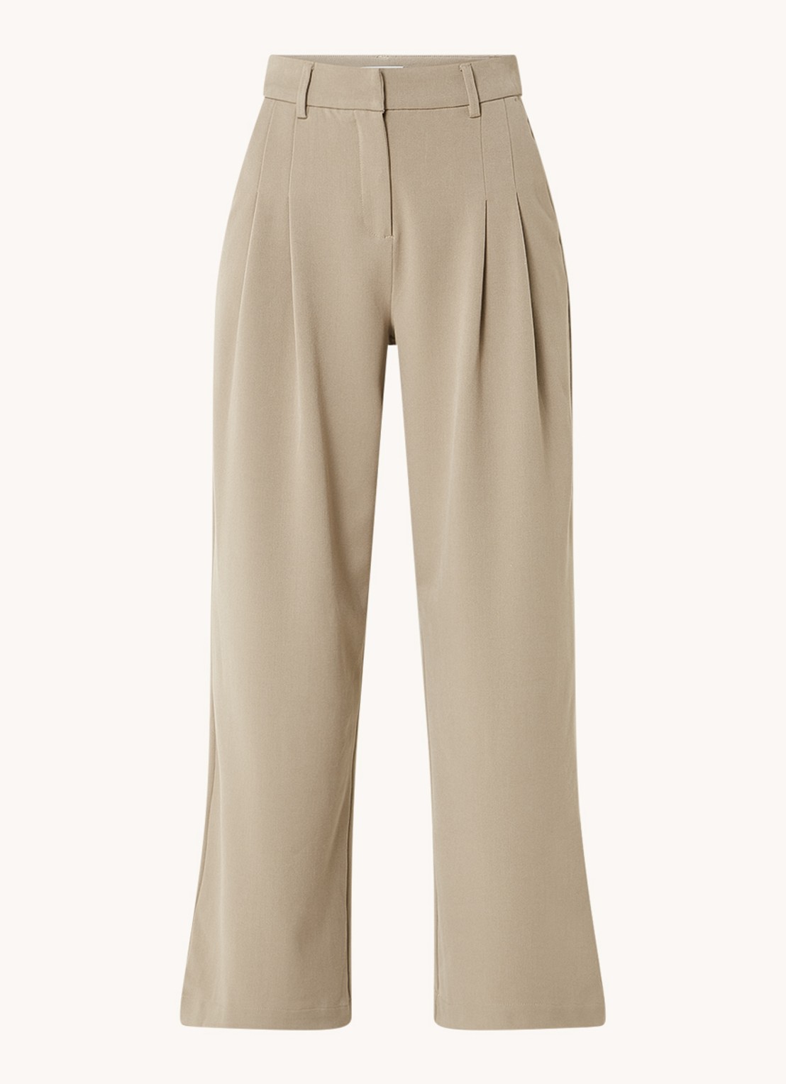 MSCH Copenhagen Henrika high waist wide fit pantalon met plooidetail - voorkant 2 bruin