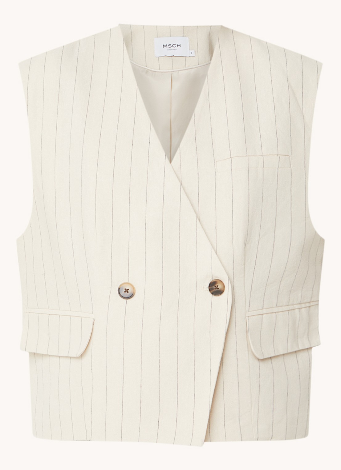 MSCH Copenhagen Jonalyn gilet in linnenblend met klepzakken - voorkant 3 multicolor