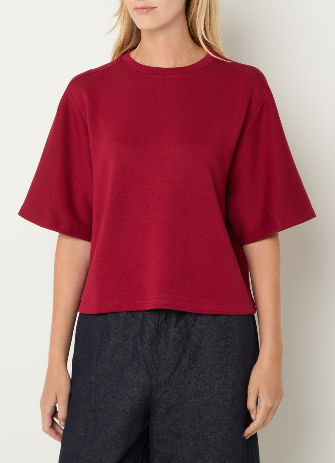 MSCH Copenhagen Maelee T-shirt met ronde hals - detail steenrood