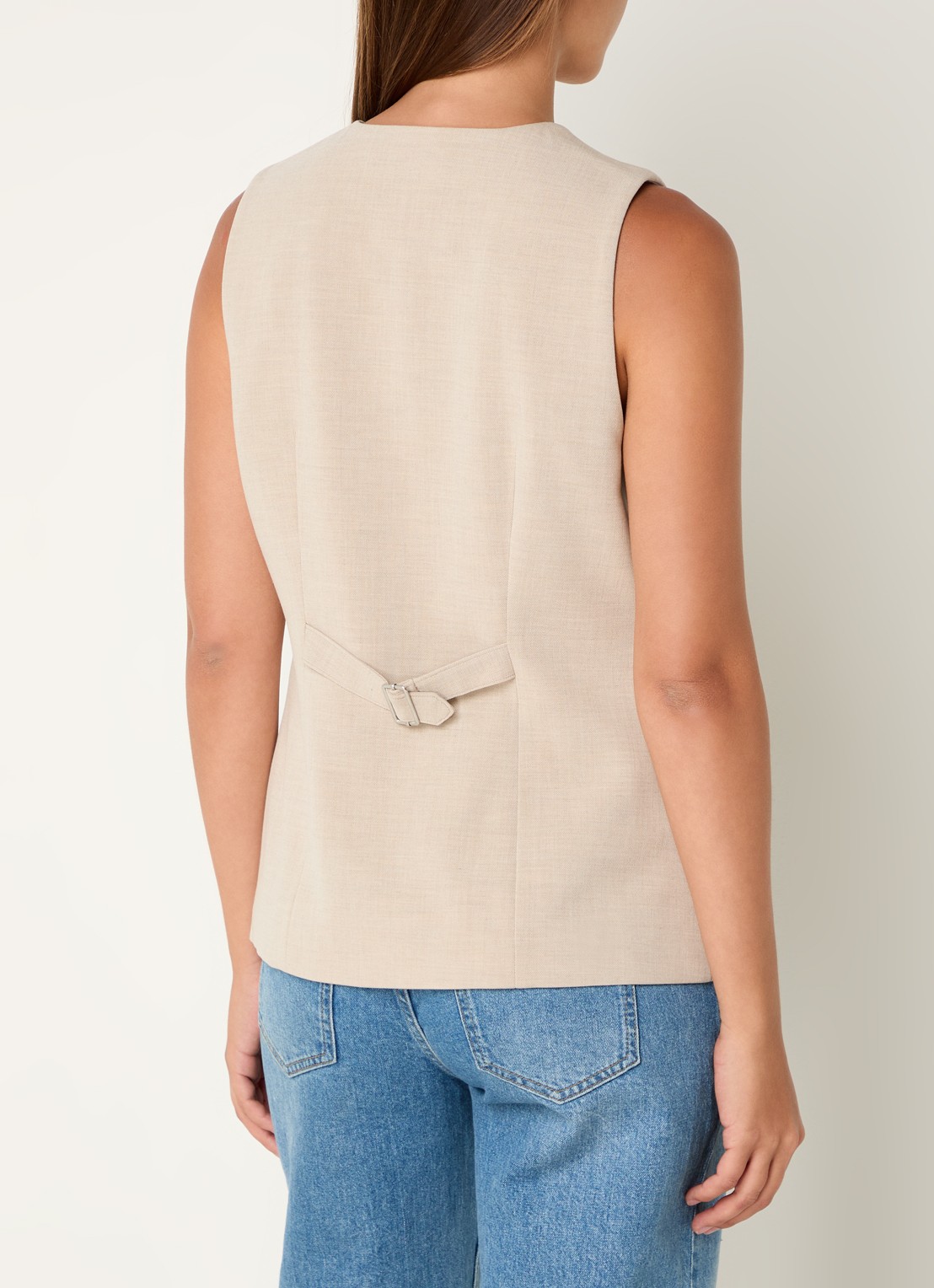 MSCH Copenhagen Mirabelle gilet met ceintuur - achterkant 3 beige