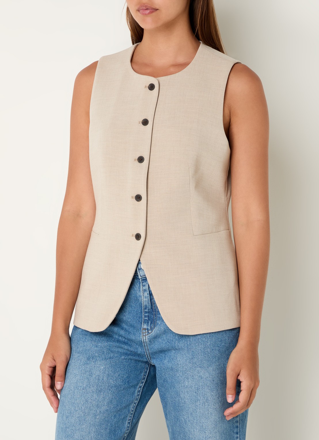 MSCH Copenhagen Mirabelle gilet met ceintuur - detail 4 beige