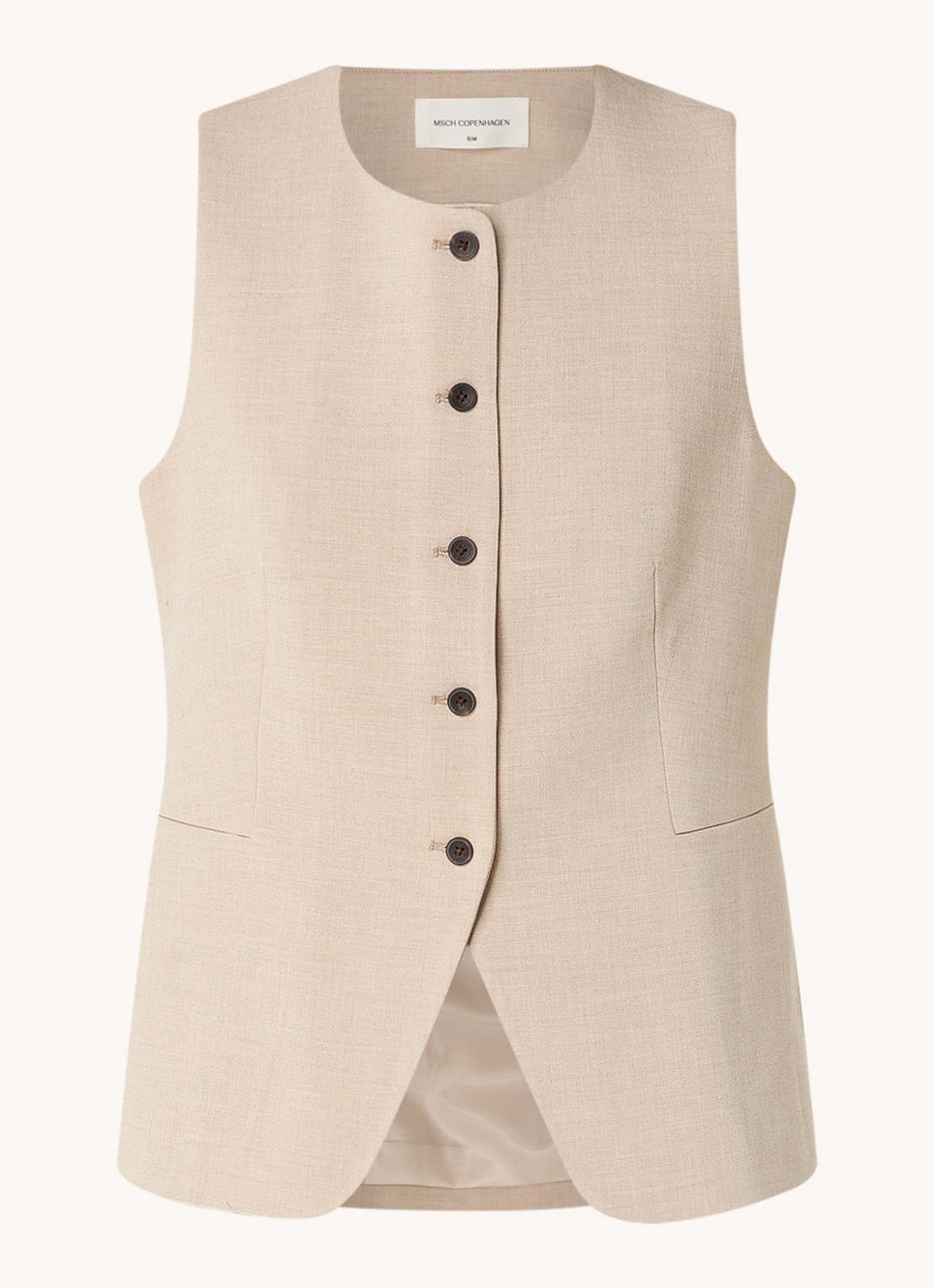 MSCH Copenhagen Mirabelle gilet met ceintuur - voorkant beige