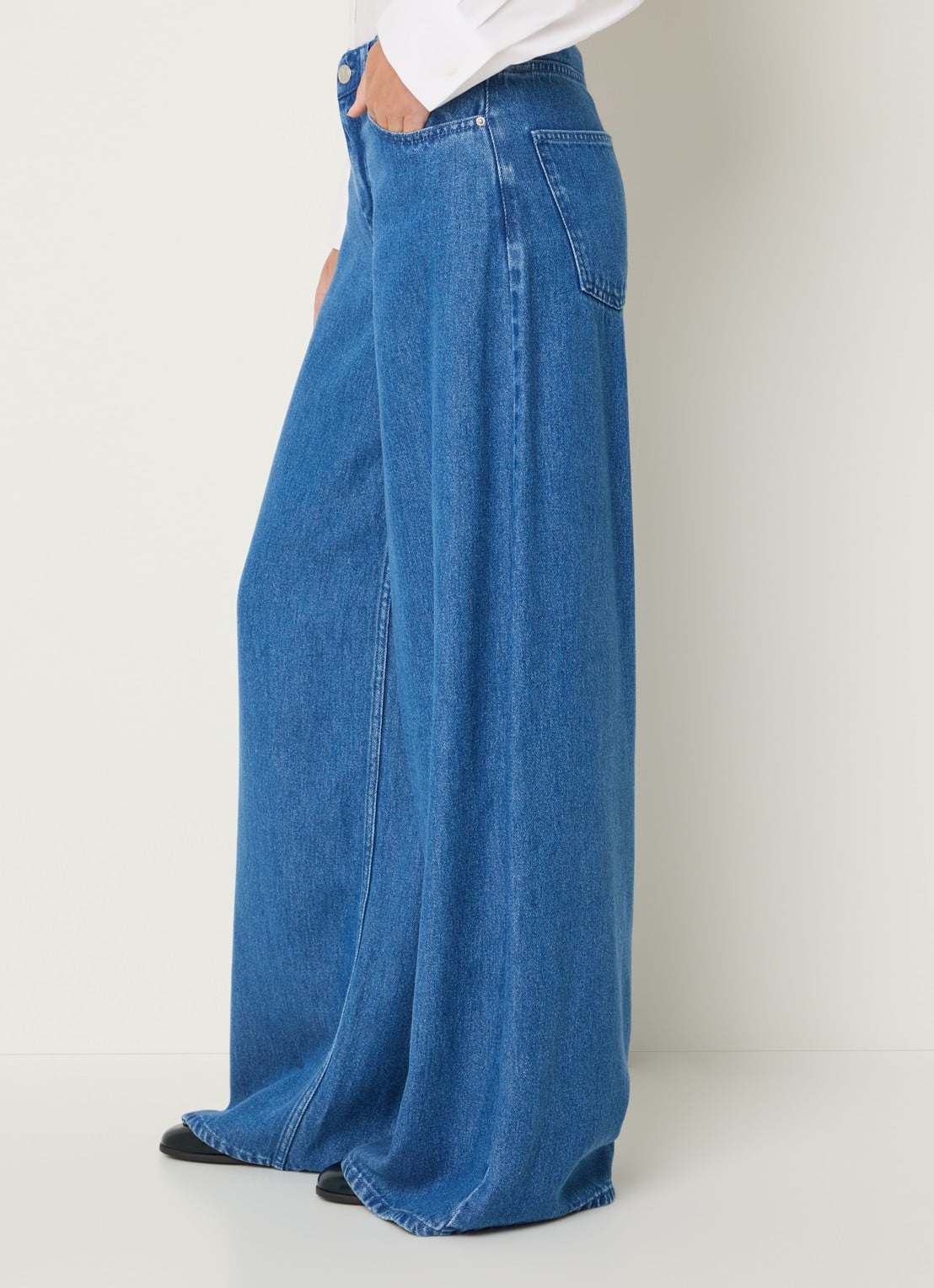 MSCH Copenhagen MSCHAgo Rue high waist wide leg jeans met medium wassing - detail 2 indigo