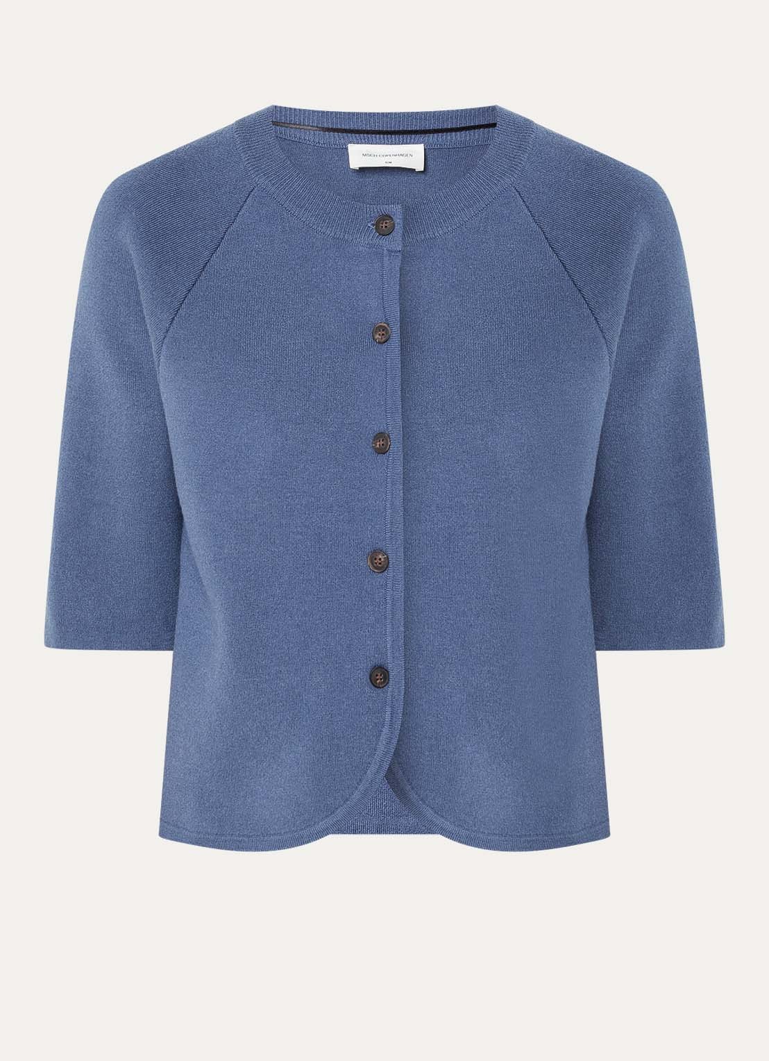 MSCH Copenhagen MSCHAubree fijngebreid vest met ronde hals - voorkant 3 blauw