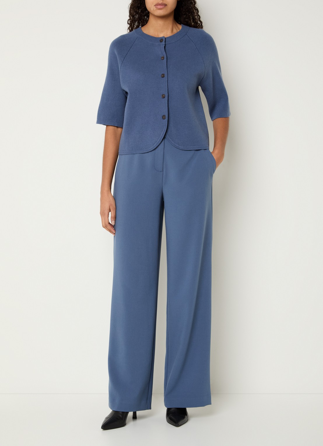MSCH Copenhagen MSCHAubree fijngebreid vest met ronde hals - voorkant 4 blauw