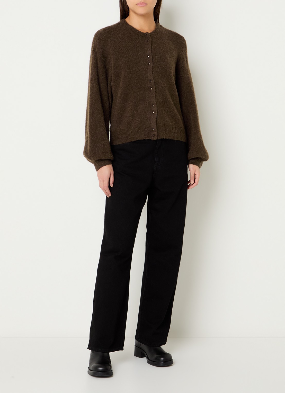 MSCH Copenhagen MSCHBondie fijngebreid vest in alpaca wolblend - voorkant 4 bruin