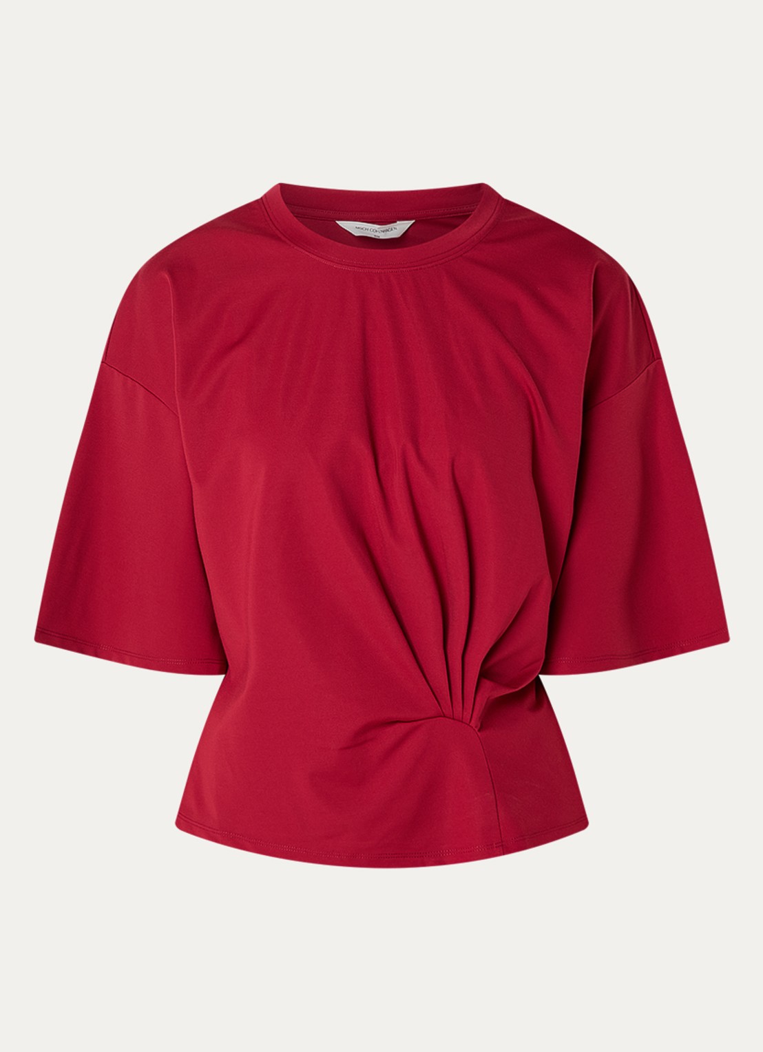 MSCH Copenhagen MSCHBreanne T-shirt met plooidetail - voorkant 2 donkerrood