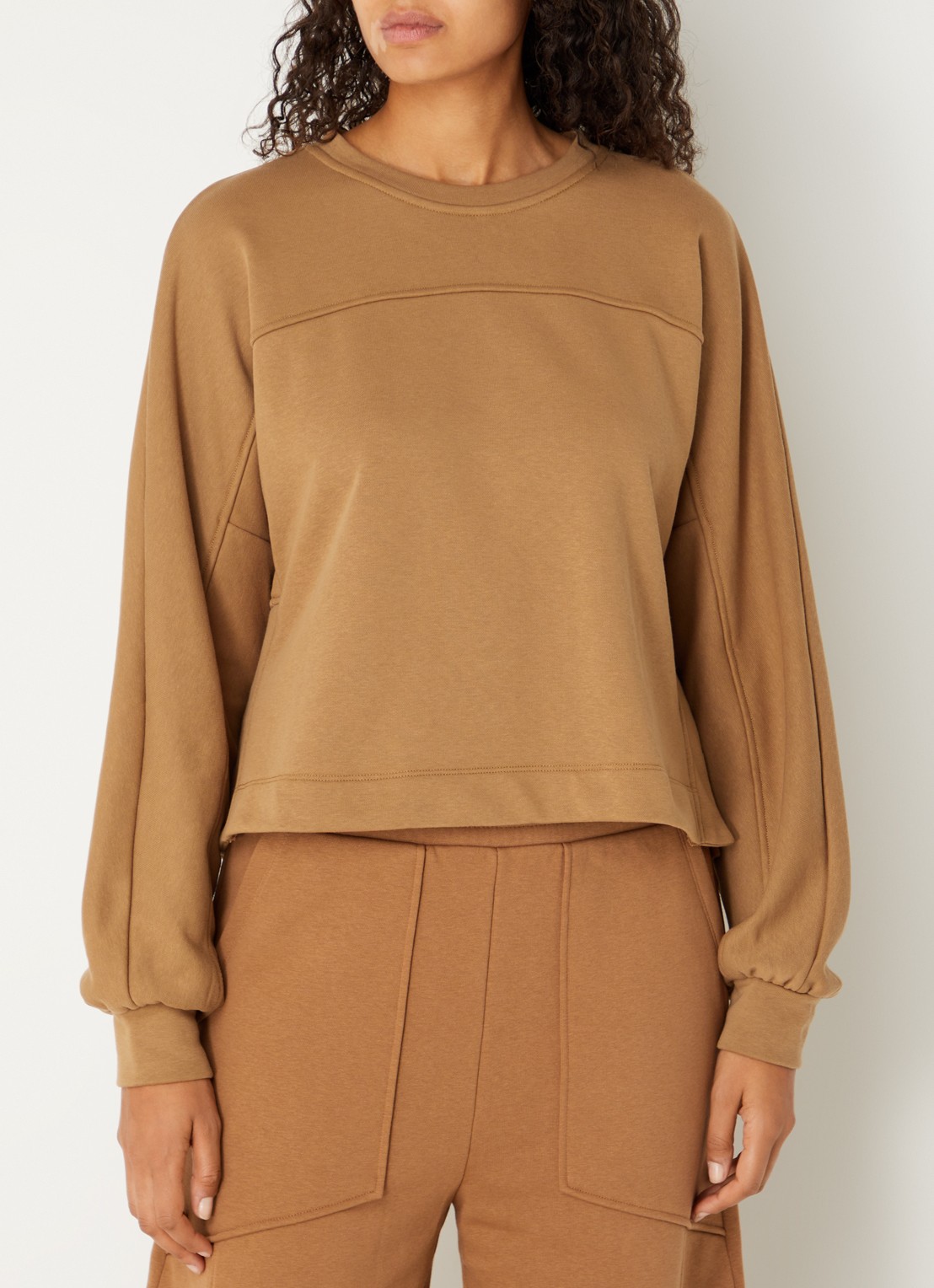 MSCH Copenhagen Mschbriena sweater met siernaad - detail 3 cognac