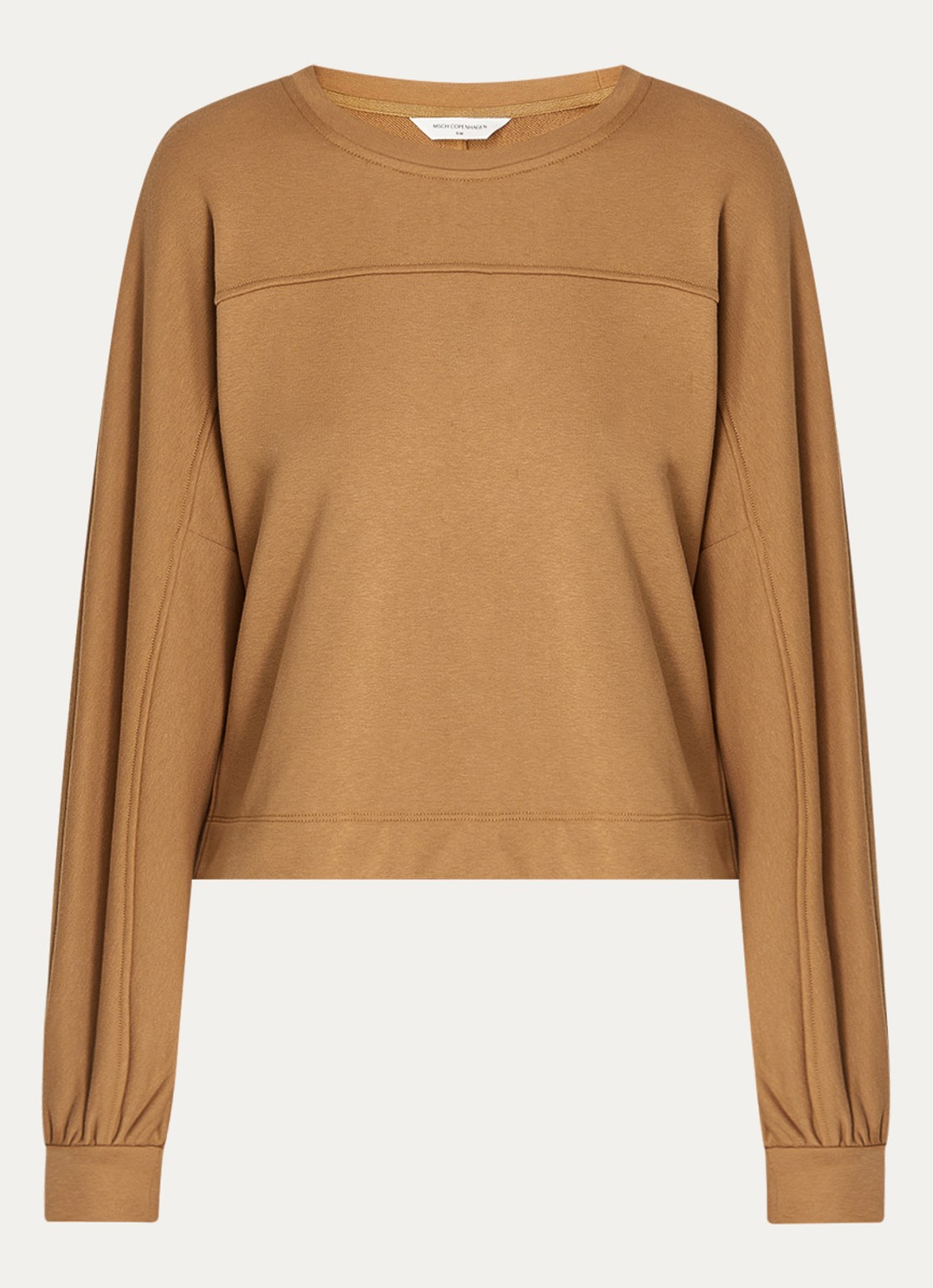MSCH Copenhagen Mschbriena sweater met siernaad - voorkant cognac