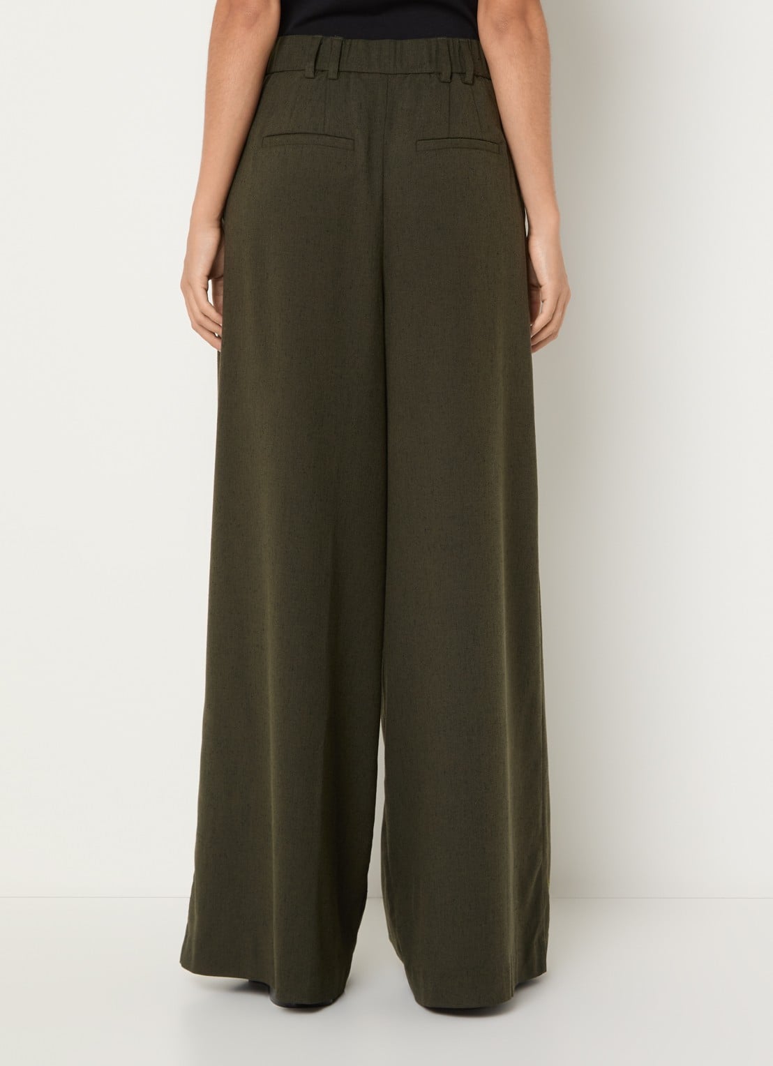MSCH Copenhagen MSCHCabrie high waist wide fit pantalon met steekzakken - achterkant 4 groen