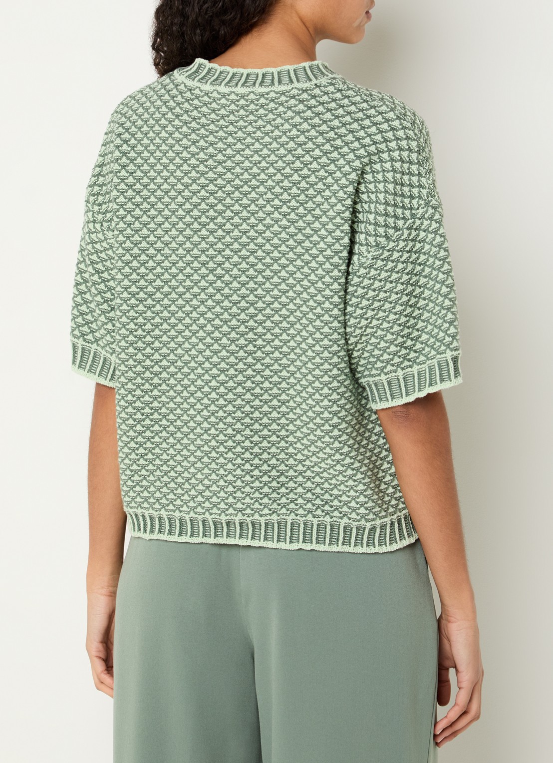 MSCH Copenhagen MSCHCatina grofgebreide pullover met borduring - achterkant 3 groen