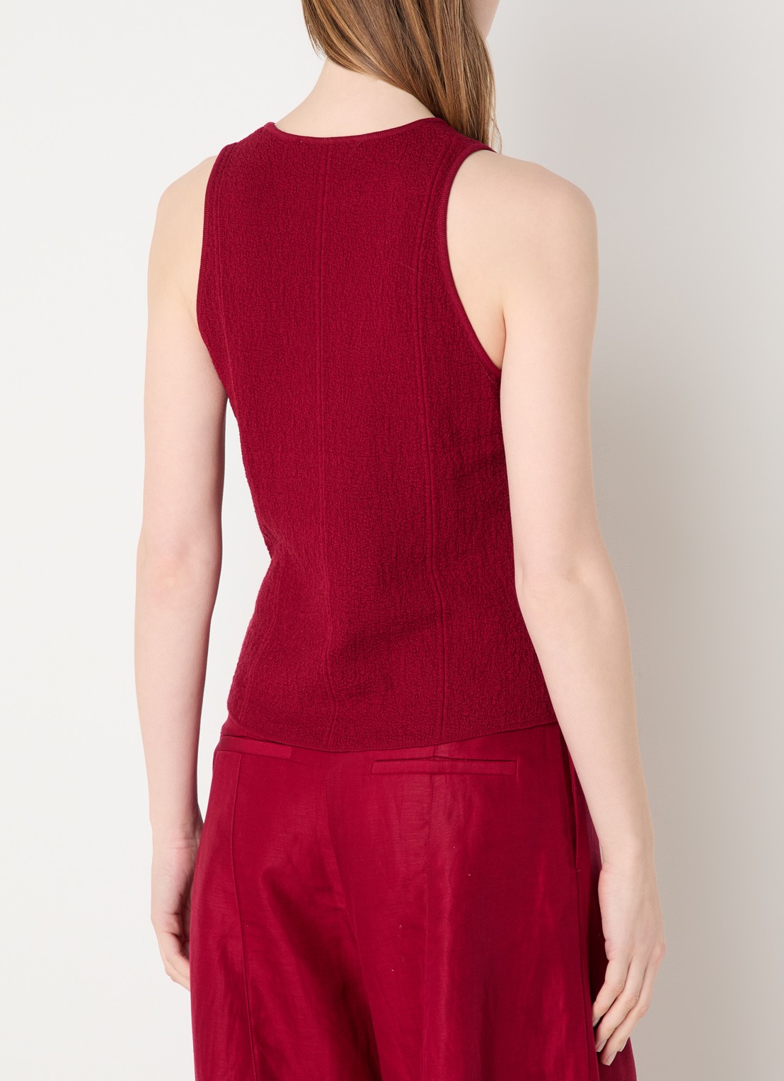MSCH Copenhagen MSCHCharlitta grofgebreide tanktop - achterkant donkerrood