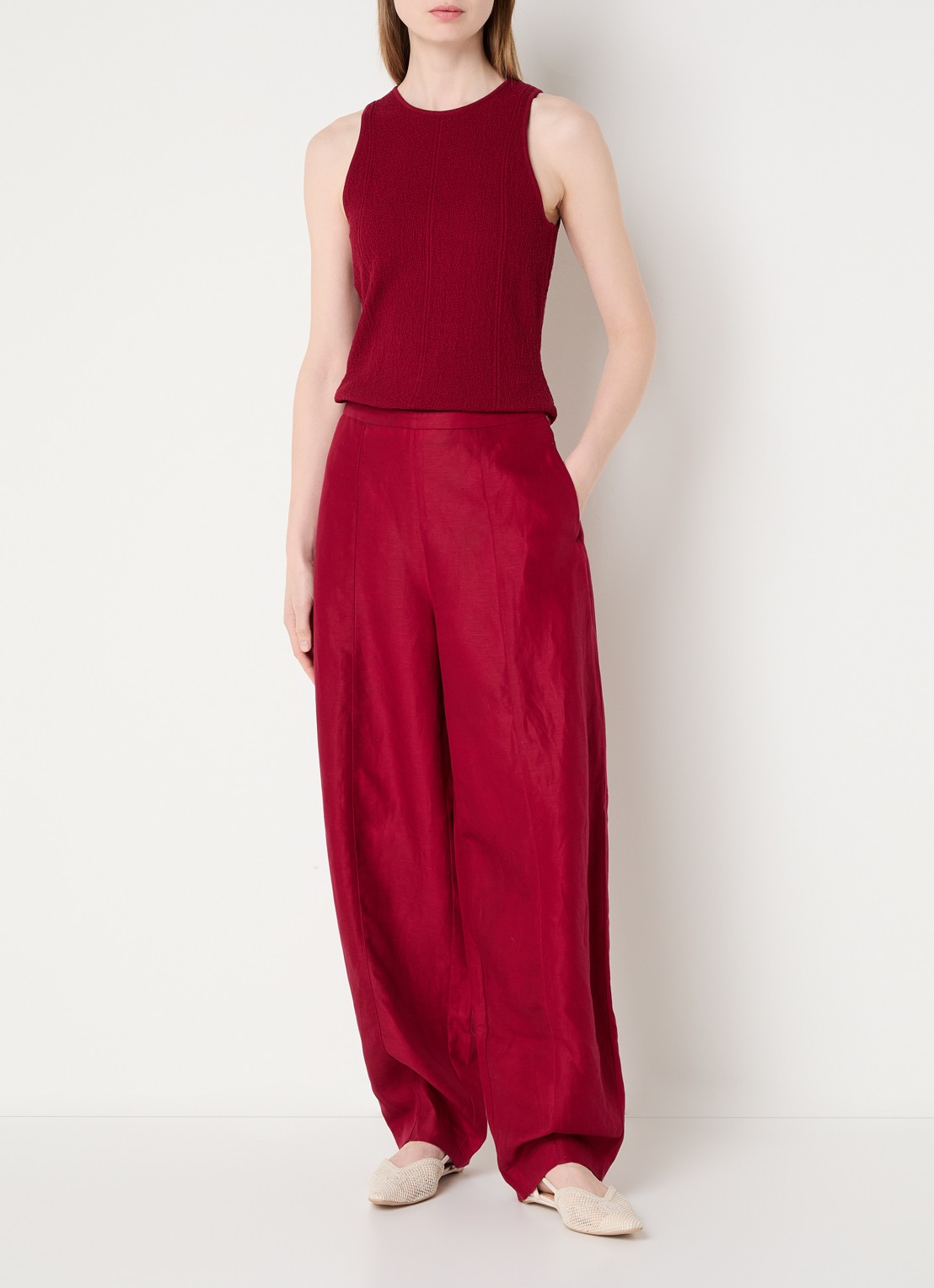MSCH Copenhagen MSCHCharlitta grofgebreide tanktop - voorkant 3 donkerrood