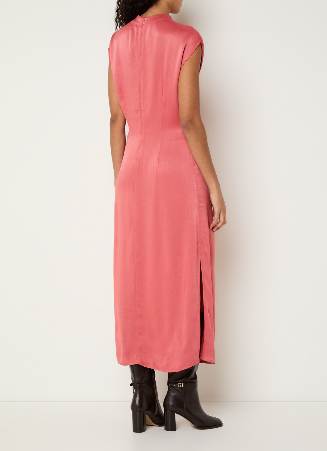 MSCH Copenhagen MSCHClark midi jurk met split - achterkant 2 abrikoos
