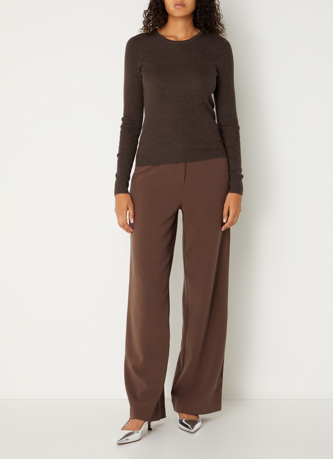 MSCH Copenhagen MSCHCriselle Avalina ribgebreide longsleeve - voorkant 4 bruin