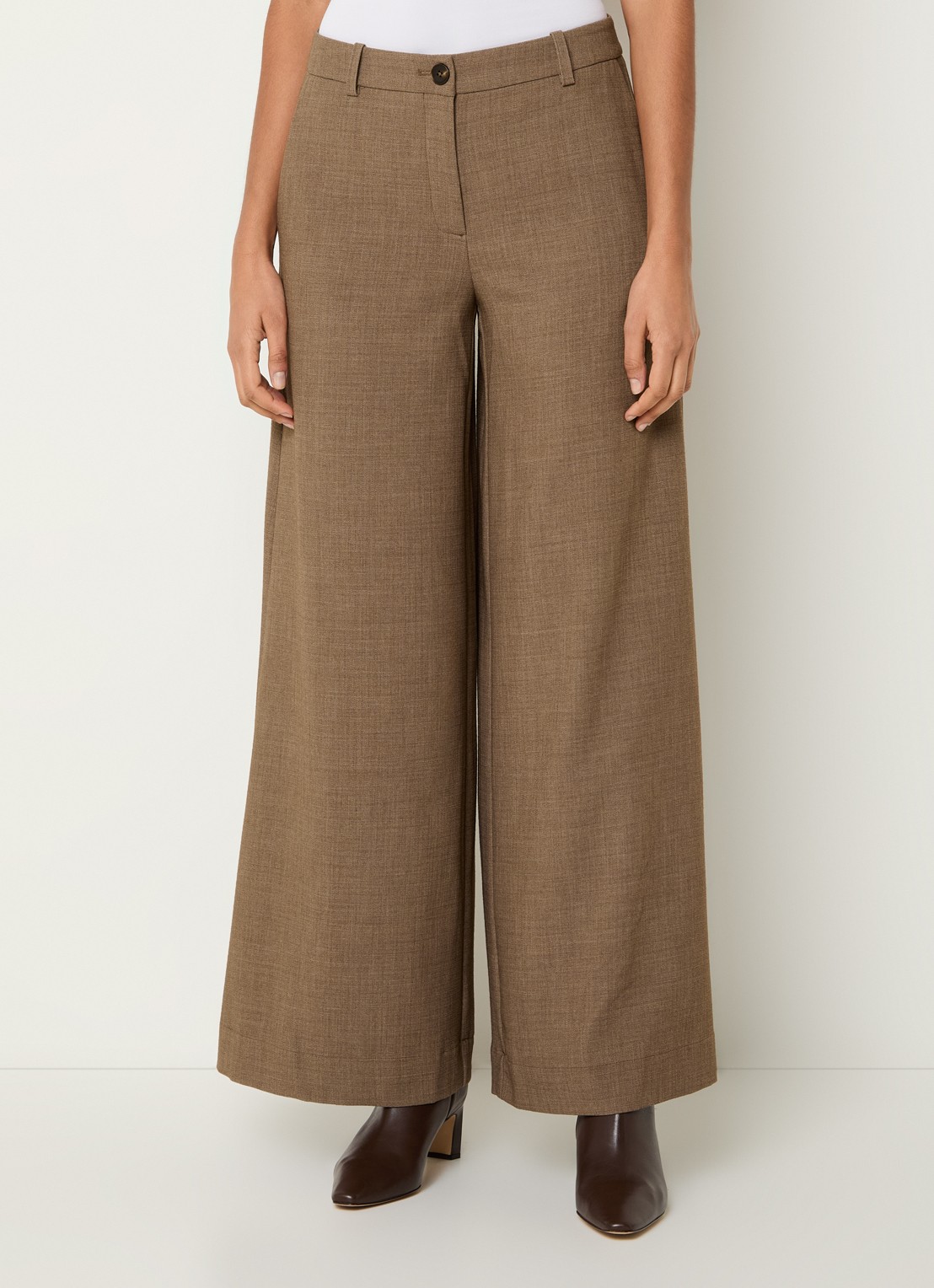 MSCH Copenhagen MSCHDarina high waist wide fit pantalon met steekzakken - detail 4 bruin
