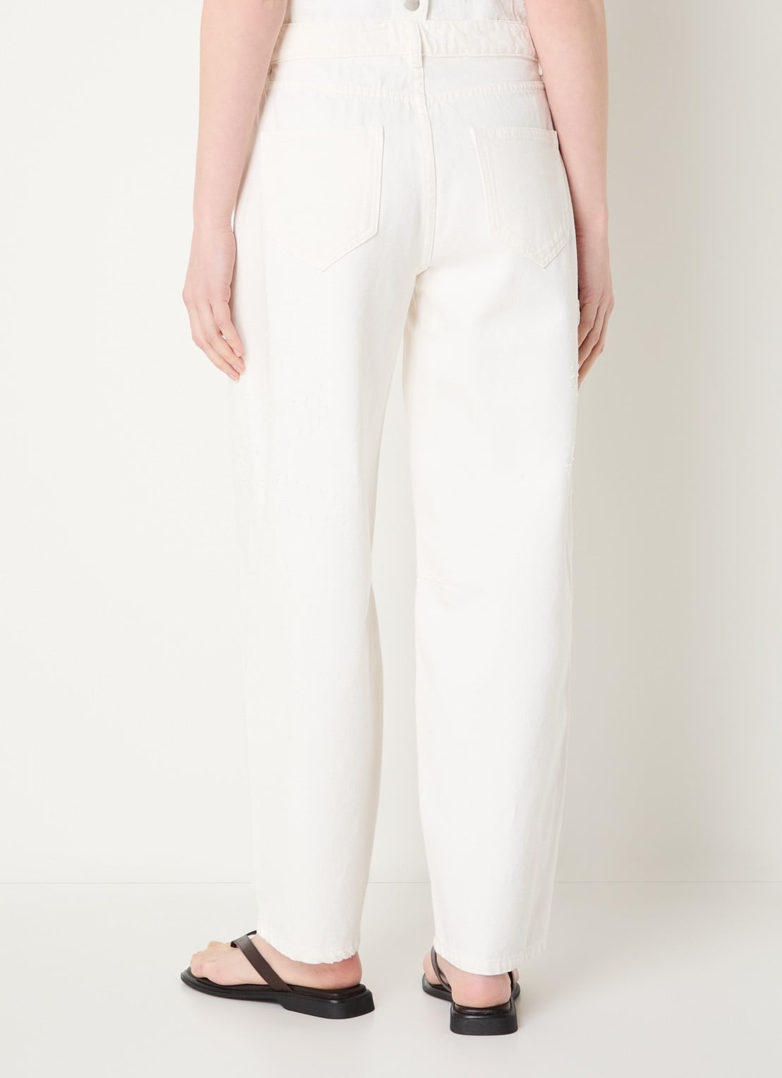 MSCH Copenhagen MSCHDexter high waist balloon fit jeans met destroyed afwerking - achterkant gebroken wit