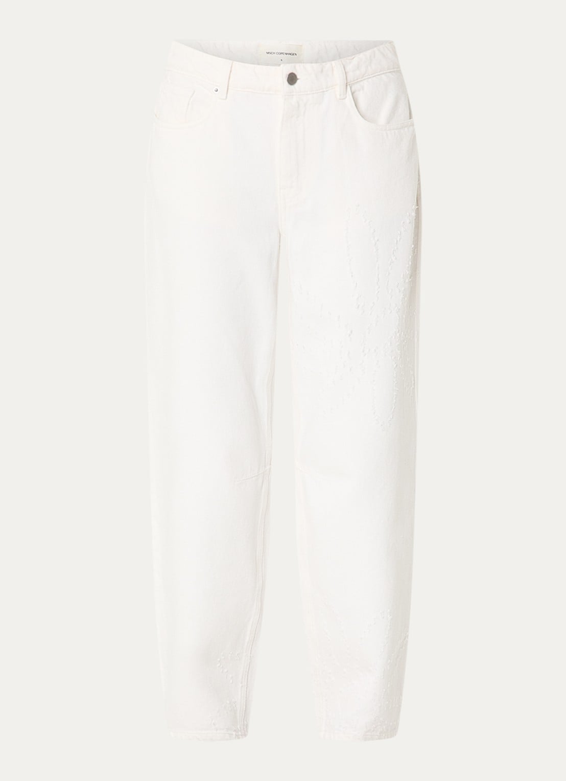 MSCH Copenhagen MSCHDexter high waist balloon fit jeans met destroyed afwerking - voorkant 4 gebroken wit