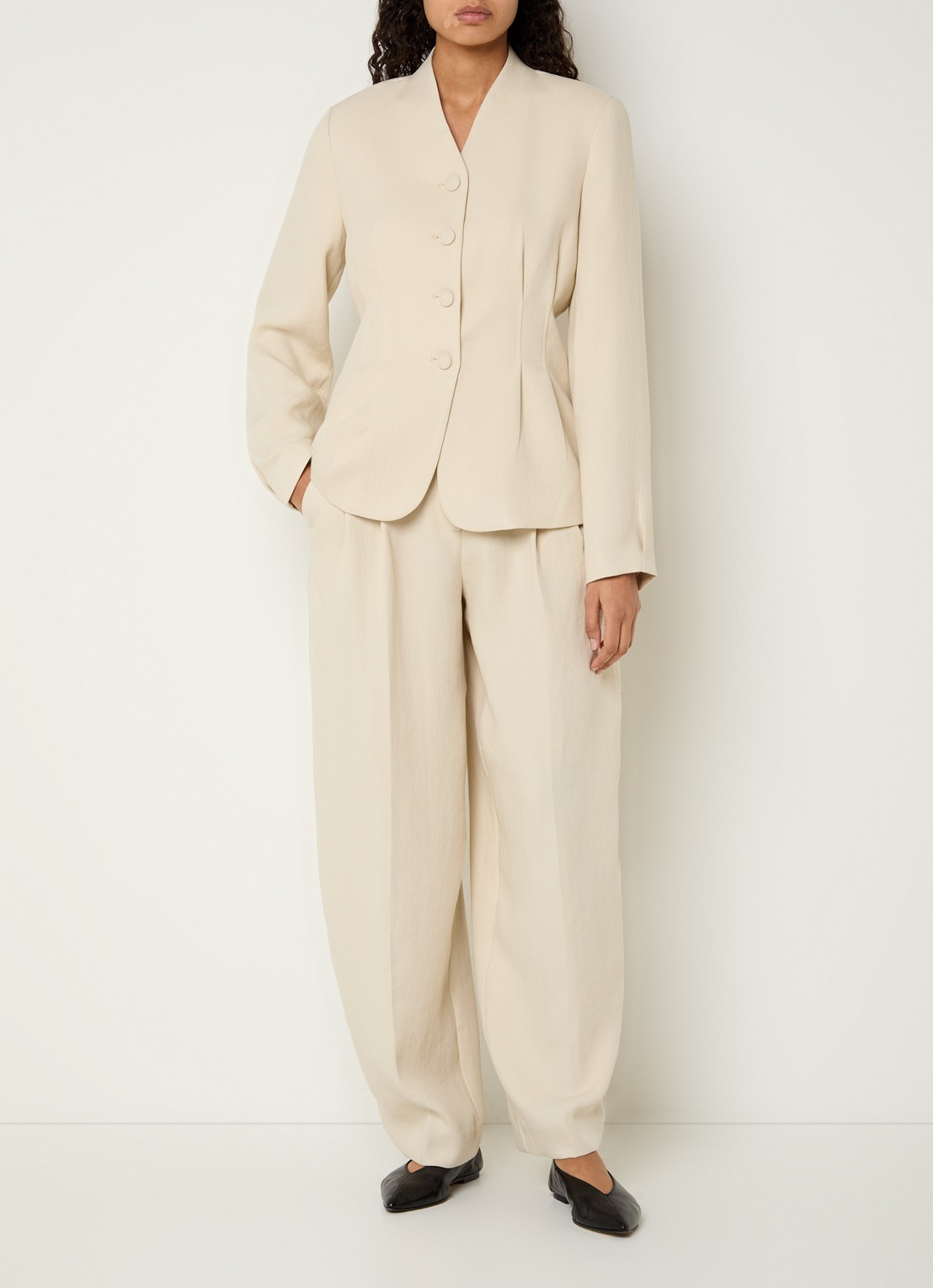 MSCH Copenhagen MSCHEsteriane blazer met plooidetail - voorkant 2 beige