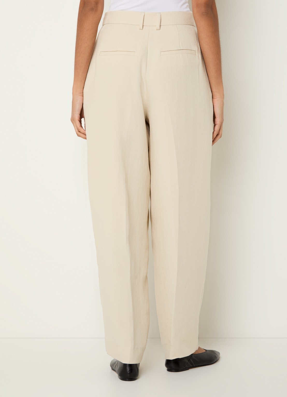 MSCH Copenhagen MSCHEsteriane high waist tapered fit pantalon met steekzakken - achterkant beige