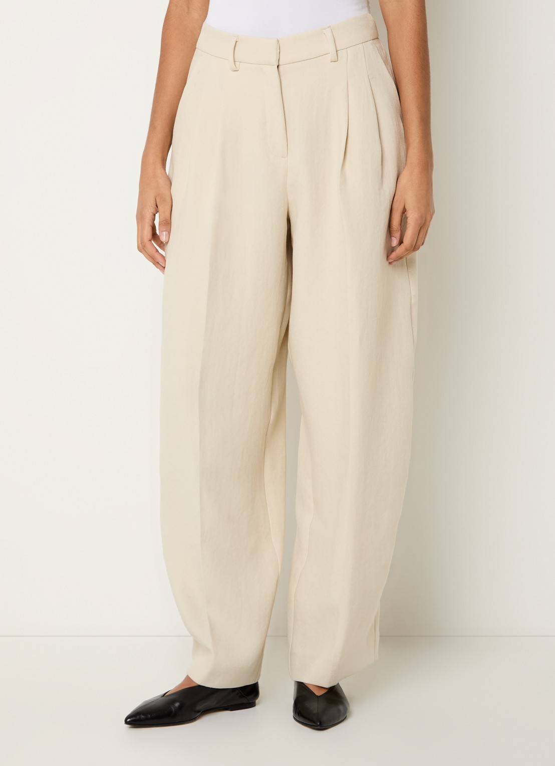 MSCH Copenhagen MSCHEsteriane high waist tapered fit pantalon met steekzakken - detail 4 beige